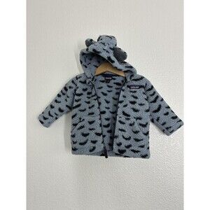 Patagonia Jacket Boys 3-6 Months Blue Fleece Hooded Animal Ears Zip Winter